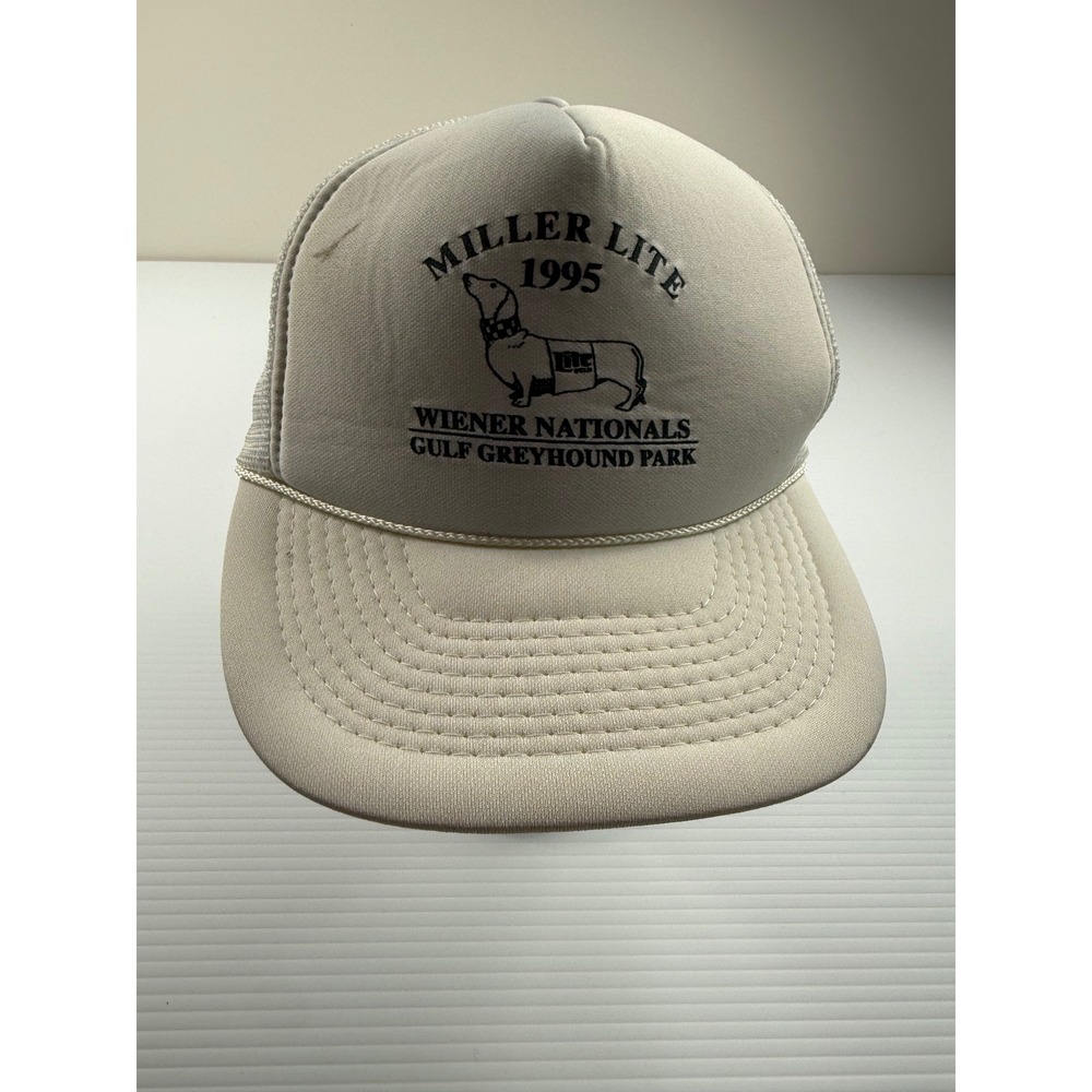 Vintage 1995 Miller Lite Wiener Nationals Trucker Hat Gray Cobra Caps‎ Snapback
